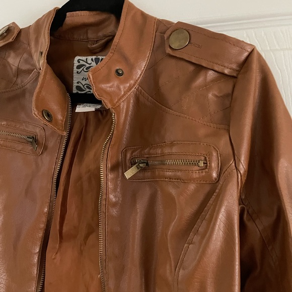 Dark Brown Leatherette Jacket - Picture 5 of 9